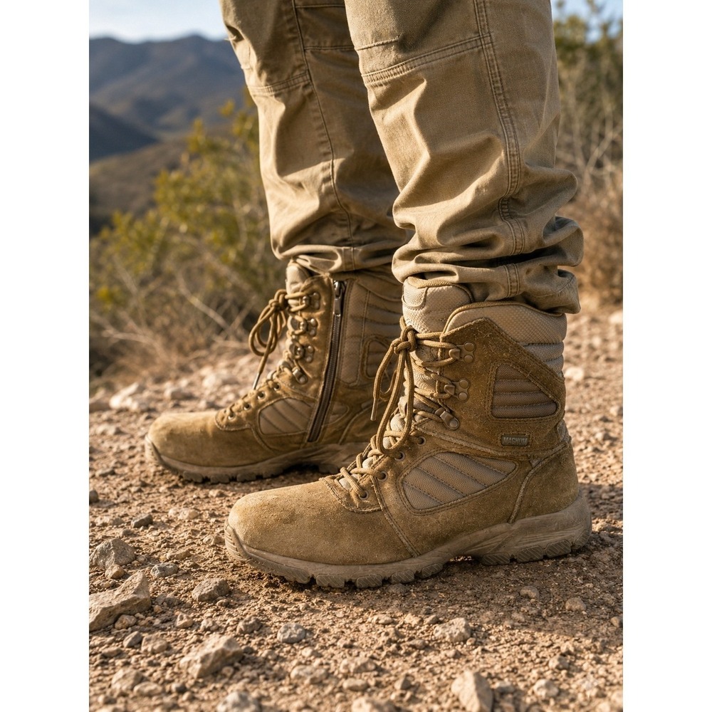 Magnum Response 8.0 7201 Men's Tactical Military Duty Work Boots Side Zip Tan 9D